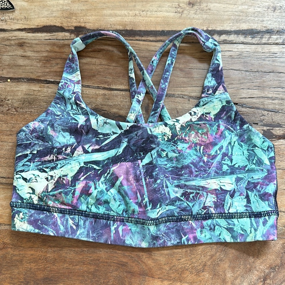 Lululemon Energy Longline Bra Medium Support in Marble Color